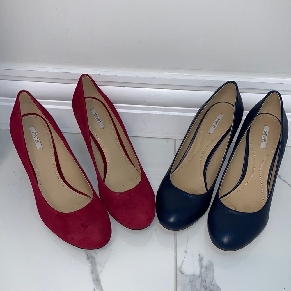 2 for 1 ! Never Worn Geox Super Comfortable Red and Blue Pumps